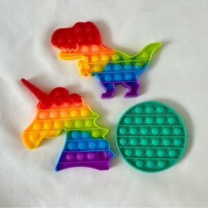 Fidget Popit Toys Multicolor 3 Piece Bundle